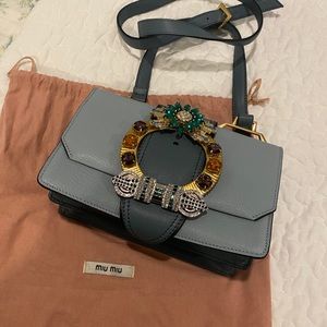 Mui Mui cross body bag. Blue with crystals